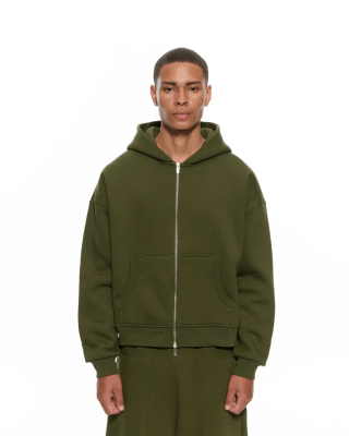 Yeşil Zip Hoodie - 2
